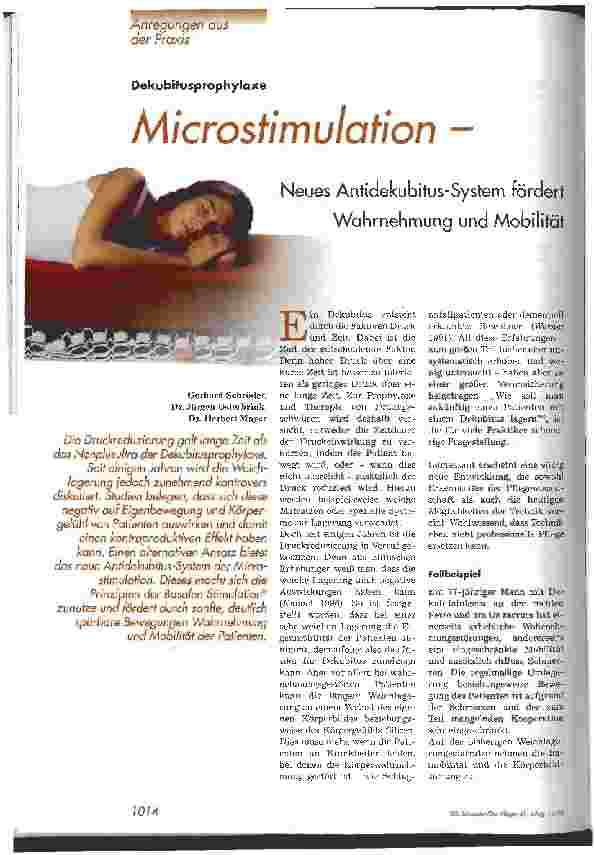 Vorschauseite 1: Microstimulation - Neues Antidekubitus-System fördert Wahrnehmung und Mobilität