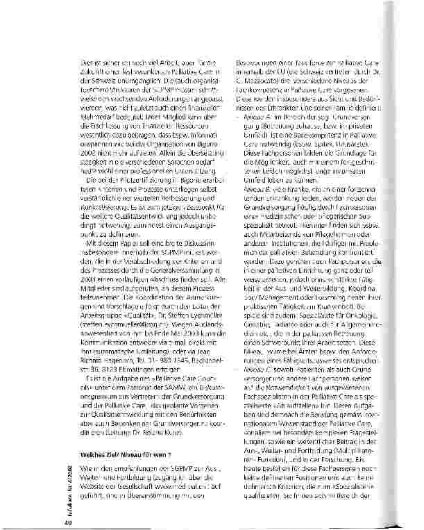Vorschauseite 2: Auf dem Weg zur Qualitätsdefinition in Palliative Care