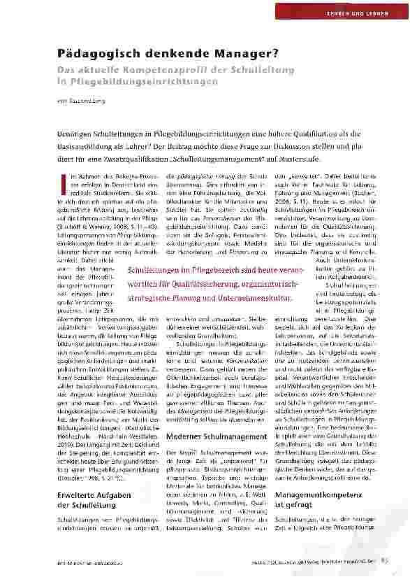 Vorschauseite 1: Pädagogisch denkende Manager?