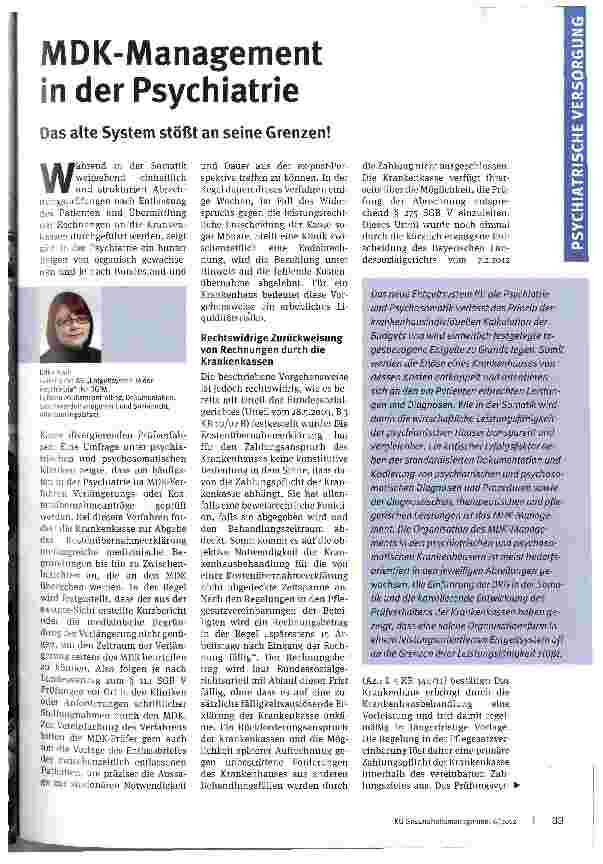 Vorschauseite 1: MDK-Management in der PsychiatrieDas alte System stößt an seine Grenzen!