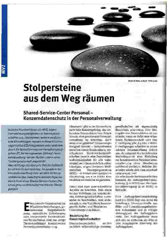 Vorschauseite 1: Stolpersteine aus dem Weg räumen Shared-Service-Center Personal -Konzerndatenschutz in der Personalverwaltung