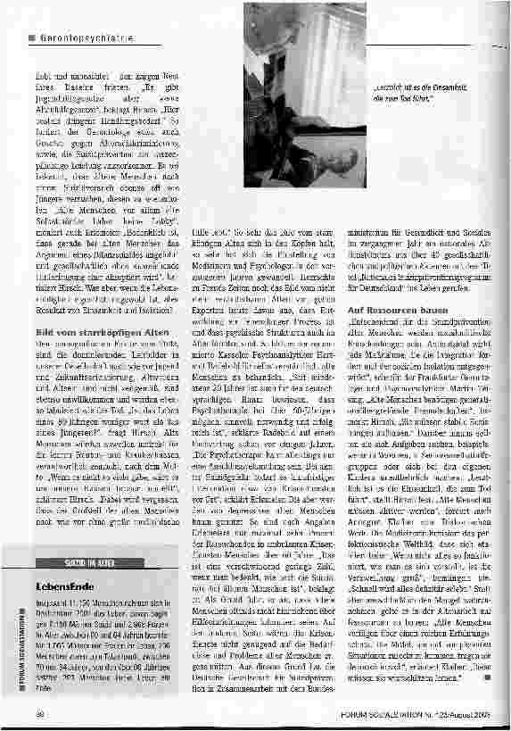 Vorschauseite 3: Alte Menschen zu Tode betrübt Suizidgefährdung nimmt im Alter drastisch zu