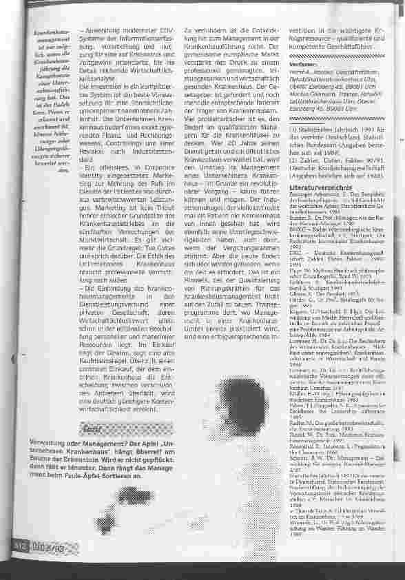 Vorschauseite 6: Management statt Verwaltung Der Apfel Unternehmen Krankenhaus hängt überreif am Baum d.Erkenntnis.