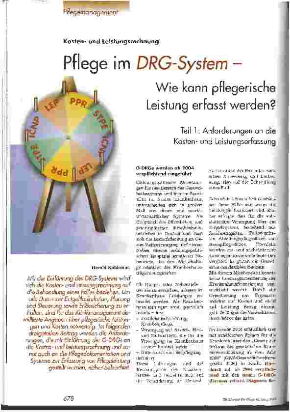 Vorschauseite 1: Pflege im DRG-System - Wie kann pflegerische Leistung erfasst werden? Teil 1