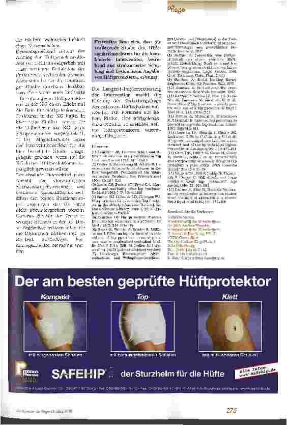 Vorschauseite 6: Wirksame Prävention hüftgelenksnaher Frakturen Ergebnisse einer randomisiert-kontrollierten Studie in Hamburger Altenund Pflegeheimen
