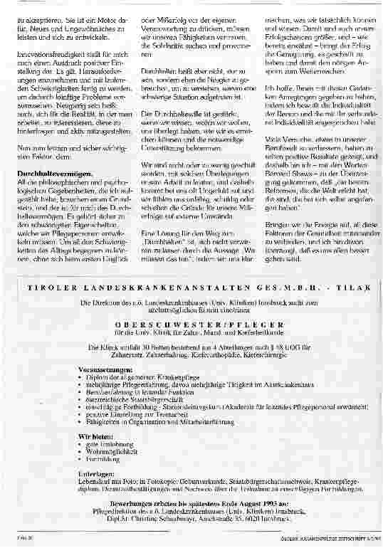 Vorschauseite 3: Pflege, bleib gesund! Vortrag 10. Gießener Int. Fortbildungstage, März 1993