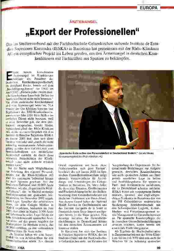 Vorschauseite 1: Ärztemangel: Export der Professionellen