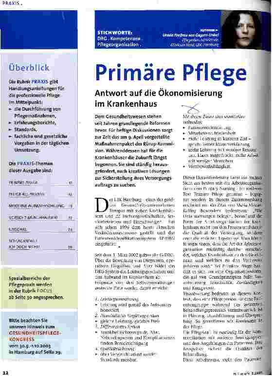 Vorschauseite 1: Primäre Pflege Antwort auf die Ökonomisierung im Krankenhaus