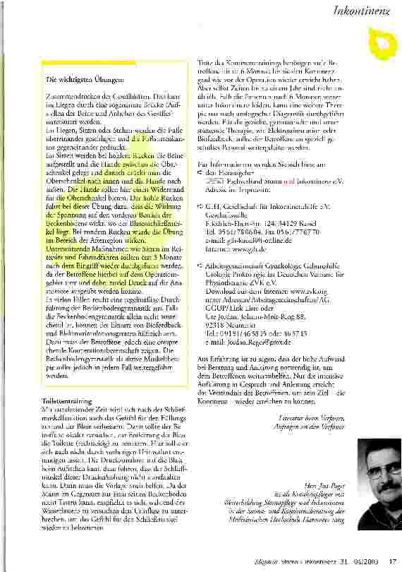 Vorschauseite 3: Kontinenzberatung nach Prostatektomie