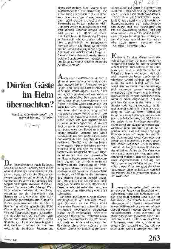 Vorschauseite 1: Dürfen Gäste im Heim übernachten?
