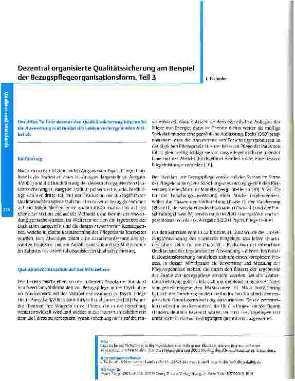 Vorschauseite 1: Dezentral organisierte Qualitätssicherung am Beispiel der Bezugspflegeorganisationsform Teil 3