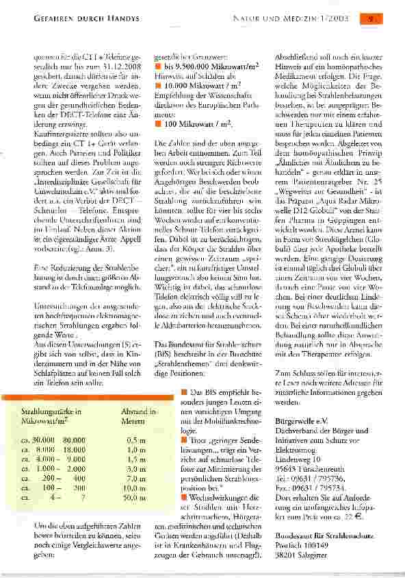 Vorschauseite 2: MÖGLICHE GEFAHREN DURCH HANDYS, MOBILFUNK-ANTENNEN UND SCHNURLOS-TELEFONE