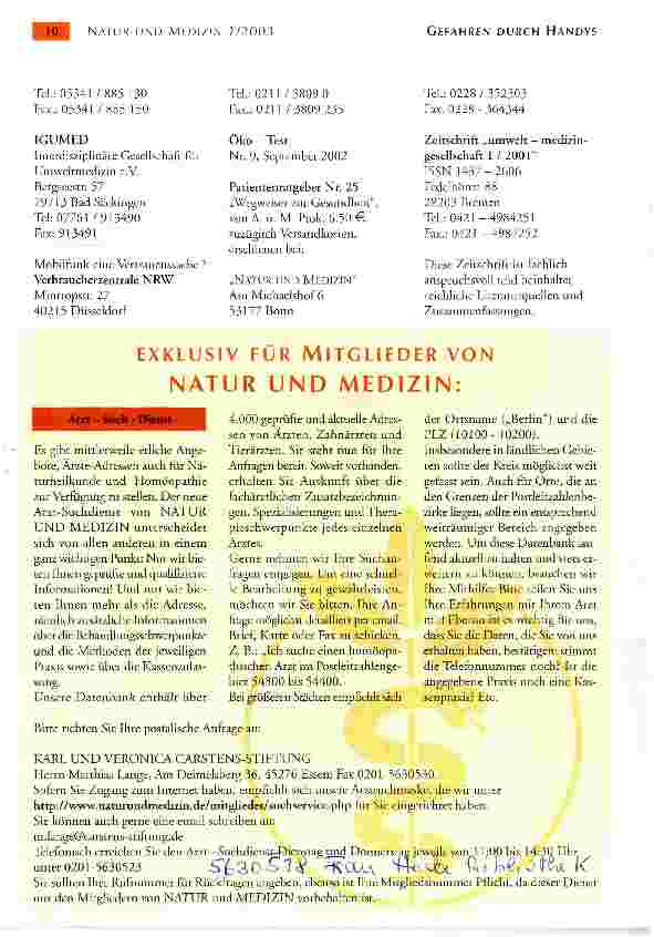 Vorschauseite 3: MÖGLICHE GEFAHREN DURCH HANDYS, MOBILFUNK-ANTENNEN UND SCHNURLOS-TELEFONE