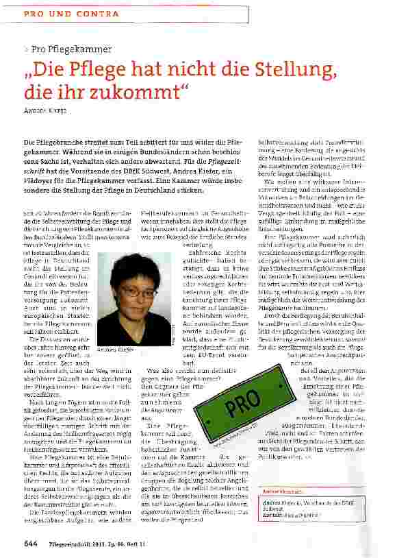 Vorschauseite 1: „Die Pflege hat nicht die Stellung, die ihr zukommt