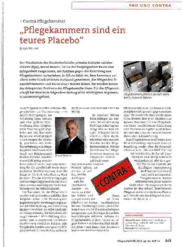 Vorschauseite 2: „Die Pflege hat nicht die Stellung, die ihr zukommt