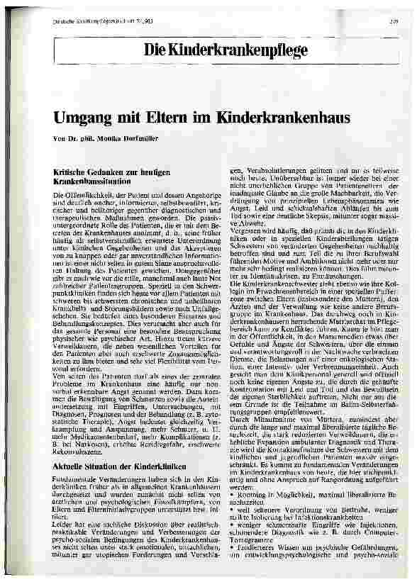 Vorschauseite 1: Umgang mit Eltern im Kinderkrankenhaus
