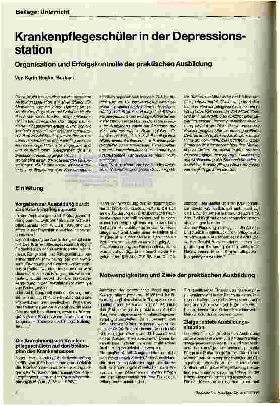 Vorschauseite 1: Krankenpflegeschüler in der Depressionsstation