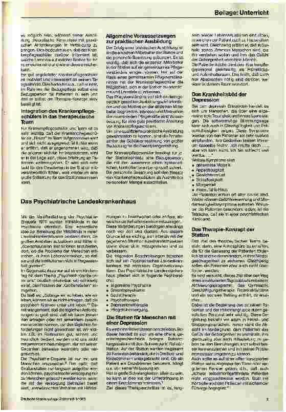 Vorschauseite 2: Krankenpflegeschüler in der Depressionsstation