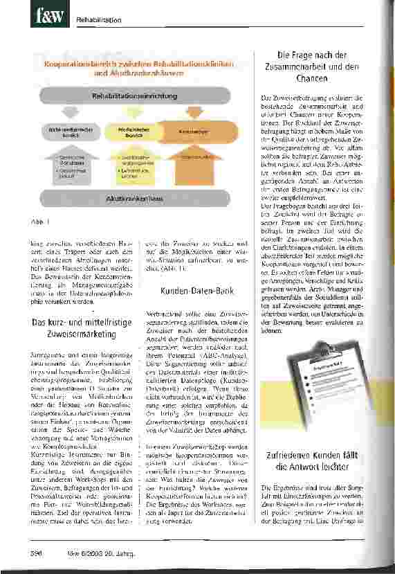 Vorschauseite 2: Reha-Einrichtungen als Retter der Akutkrankenhäuser? Zuweisermarketing: Reha-Einrichtungen suchen Kliniken als langfristige Kunden und stratgegische Partner