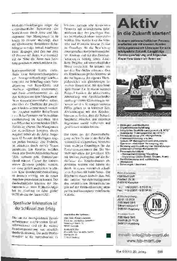 Vorschauseite 4: Reha-Einrichtungen als Retter der Akutkrankenhäuser? Zuweisermarketing: Reha-Einrichtungen suchen Kliniken als langfristige Kunden und stratgegische Partner