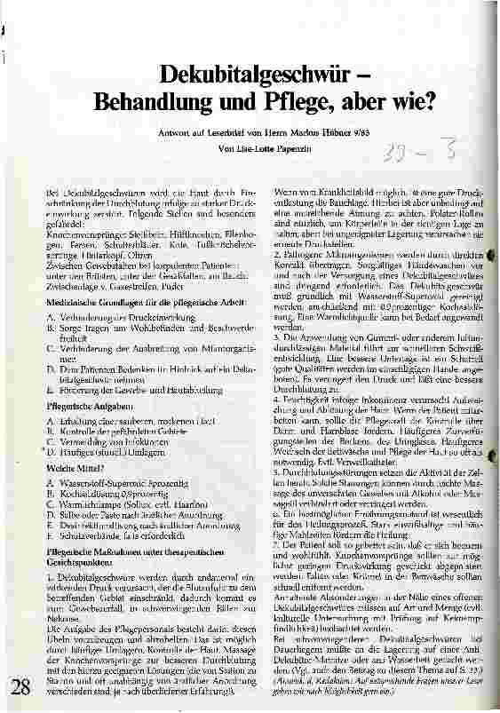 Vorschauseite 1: Dekubitalgeschwür - Behandlung und Pflege, aber wie?