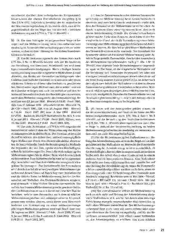 Vorschauseite 2: Mitbestimmung beim Gesundheitsschutz und bei Hebung der Arbeitsleistung; Finalitätserfordernis