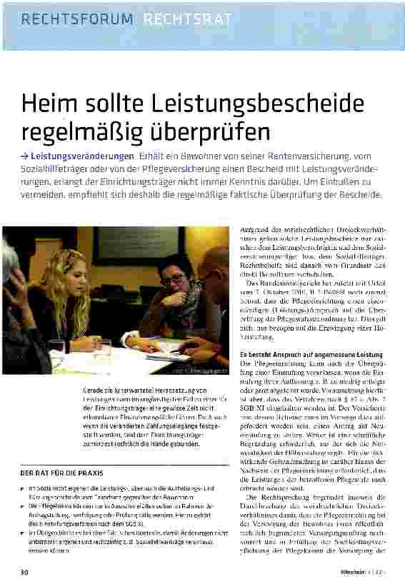 Vorschauseite 1: Heim sollte Leistungsbescheide regelmäßig überprüfen