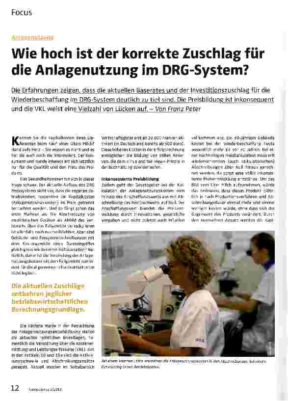 Vorschauseite 1: Wie hoch ist der korrekte Zuschlag für die Anlagenutzung im DRG-System?