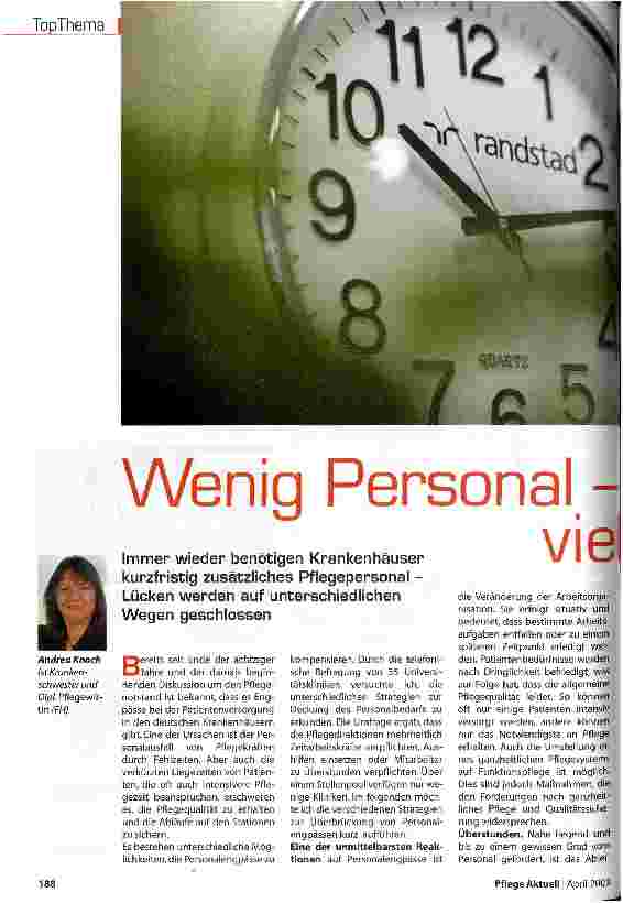 Vorschauseite 1: Wenig Personal - viel Arbeit