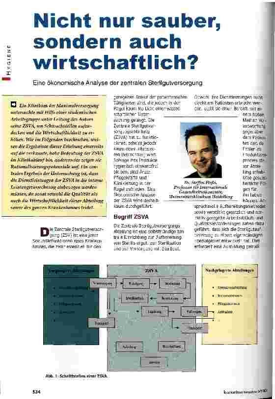 Vorschauseite 1: Nicht nur sauber, sondern auch wirtschaftlich? Eine ökonomische Analyse der zentralen Sterilversorgung