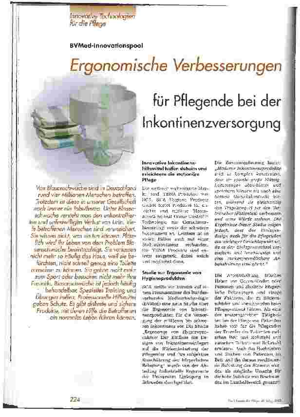Vorschauseite 1: Ergonomische Verbesserungen für Pflegende bei der Inkontinenzversorgung