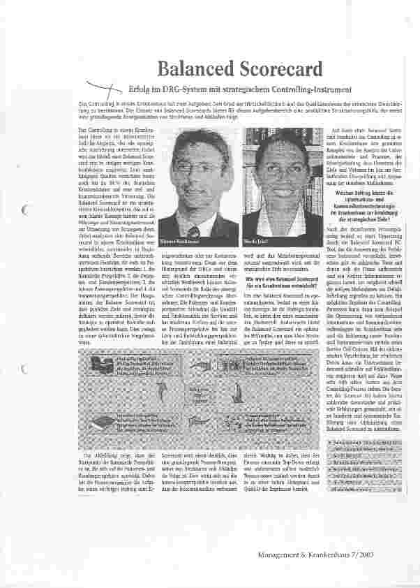 Vorschauseite 1: Balanced Scorecard Erfolg im DRG-System mit strategischem Controlling-Instrument