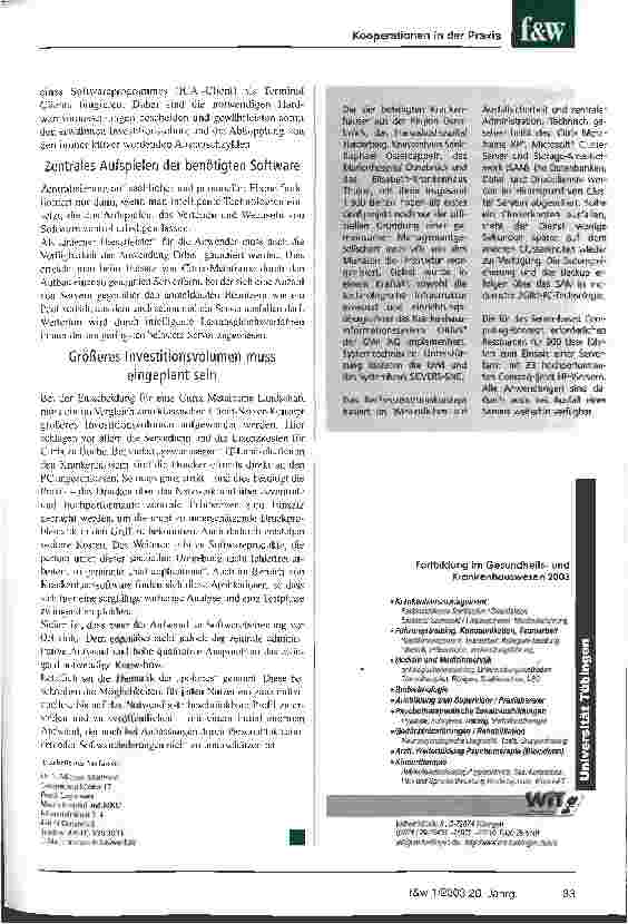 Vorschauseite 2: Kooperationen in der Praxis: Ein Plädoyer für Server-based Computing Erfahrungen der Managementgesellschaft katholischer Krankenhäuser in der Region Osnabrück