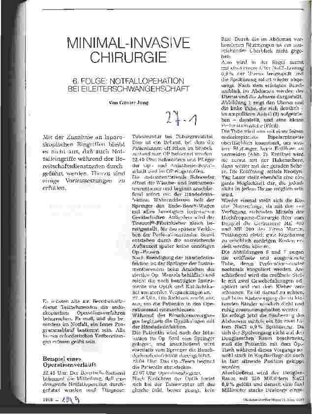 Vorschauseite 1: Minimal-invasive Chirurgie 6: Notfalloperation bei Eileiterschwangerschaft