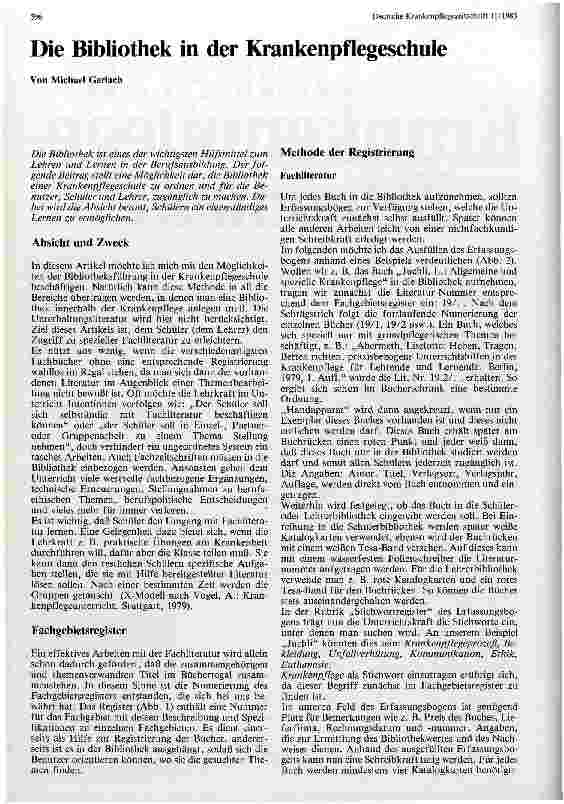 Vorschauseite 1: Die Bibliothek in der Krankenpflegeschule