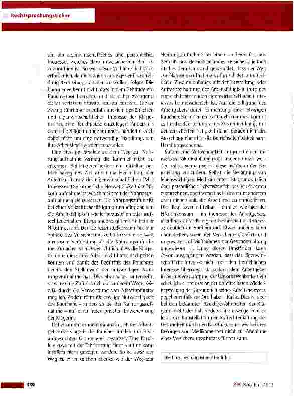 Vorschauseite 2: Unfallversicherungsschutz während der Raucherpause SG Berlin vom 23.1.2013 (S 68 U 577/1 2)