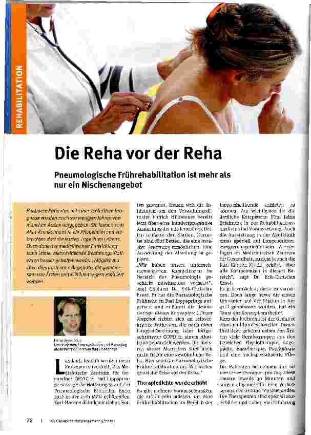 Vorschauseite 1: Die Reha vor der Reha