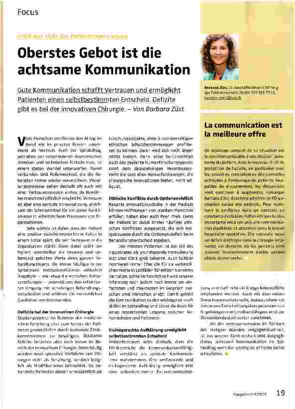 Vorschauseite 1: Oberstes Gebot ist die achtsame Kommunikation
