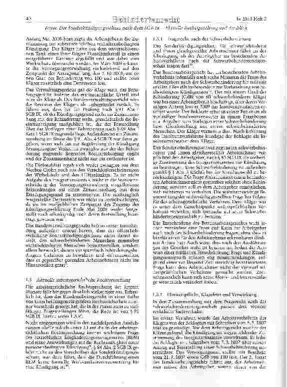 Vorschauseite 2: Der Sonderkündigungsschutz nach dem SGB IX - Aktuelle Rechtsprechung und Ausblick