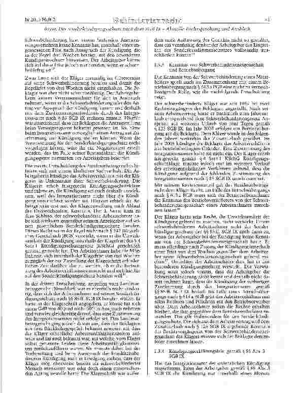 Vorschauseite 3: Der Sonderkündigungsschutz nach dem SGB IX - Aktuelle Rechtsprechung und Ausblick