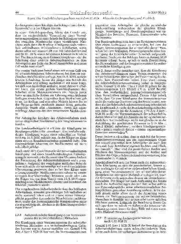Vorschauseite 6: Der Sonderkündigungsschutz nach dem SGB IX - Aktuelle Rechtsprechung und Ausblick