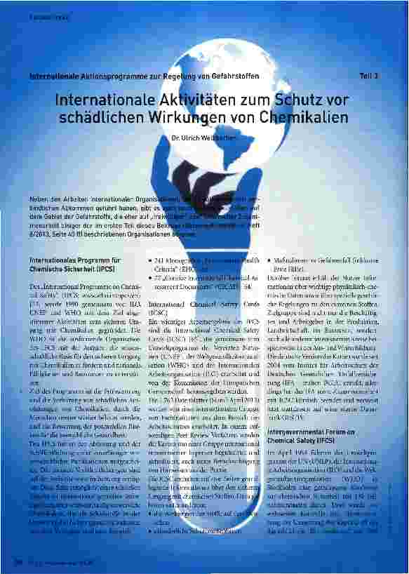 Vorschauseite 1: Internationale Aktivitäten zum Schutz vor schädlichen Wirkungen von Chemikalien