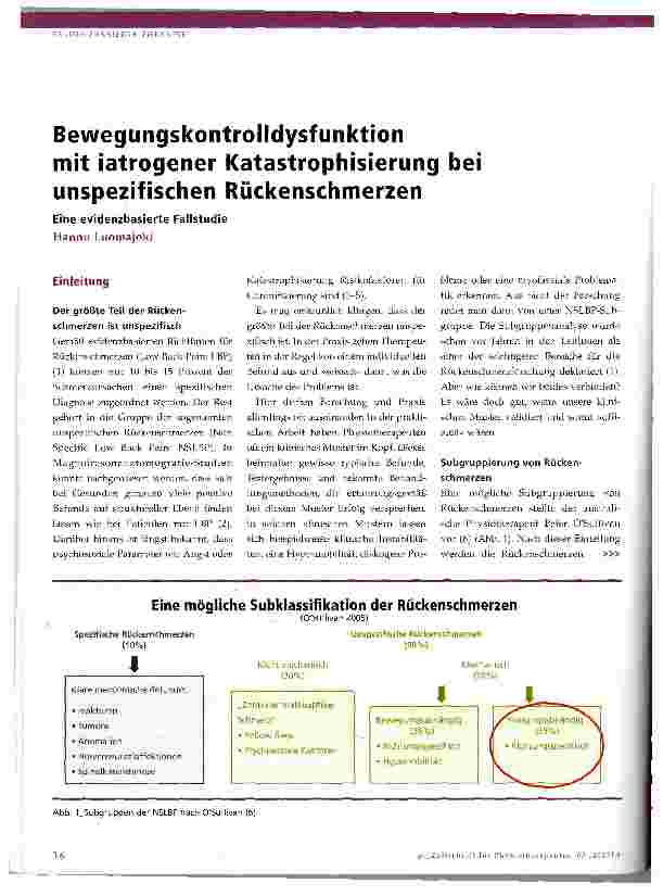 Vorschauseite 1: Bewegungskontrolldysfunktion mit iatrogener Katastrophisierung bei unspezifischen Rückenschmerzen
