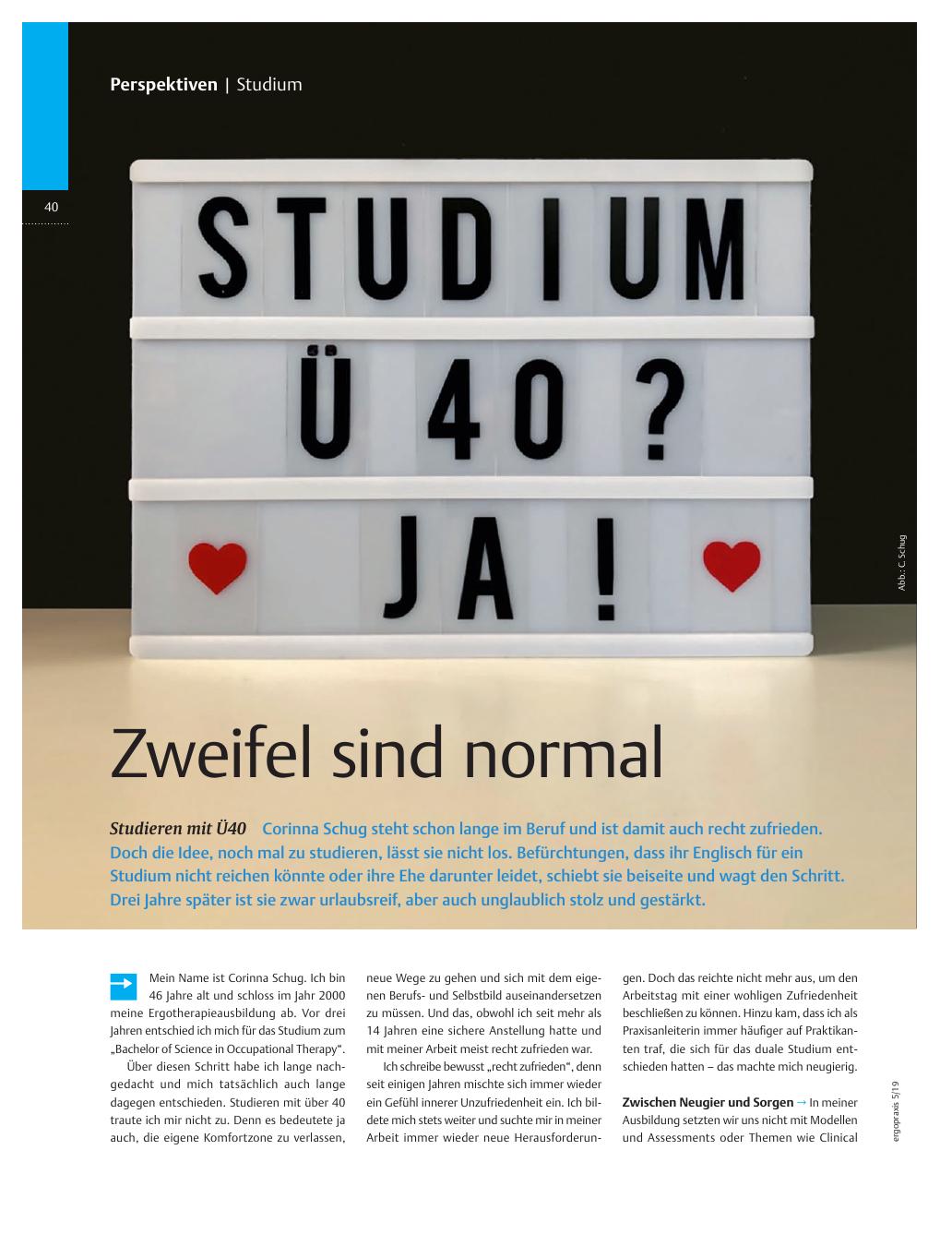 Vorschauseite 1: Zweifel sind normal ? Studieren mit Ü40