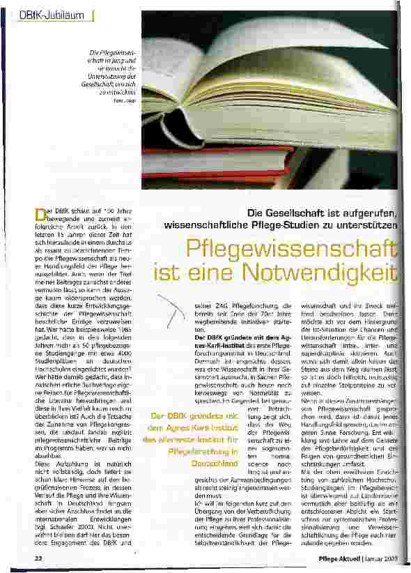 Vorschauseite 1: Pflegewissenschaft ist eine Notwendigkeit