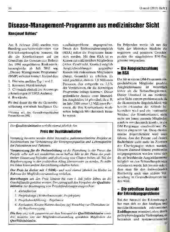 Vorschauseite 1: Disease-Management-Programme aus medizinischer Sicht