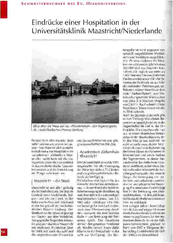 Vorschauseite 1: Eindrücke einer Hospitation in der Universitätsklinik Maastricht/Niederlande