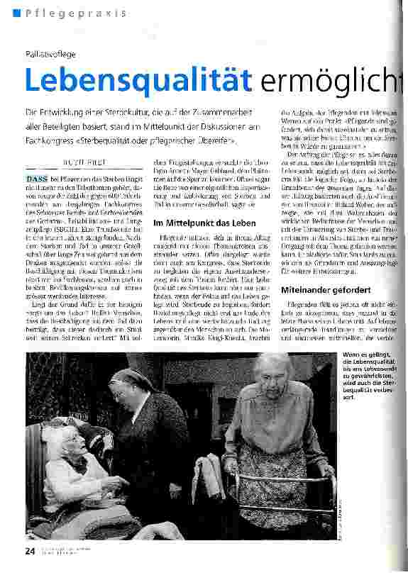 Vorschauseite 1: Lebensqualität ermöglicht Sterbequalität