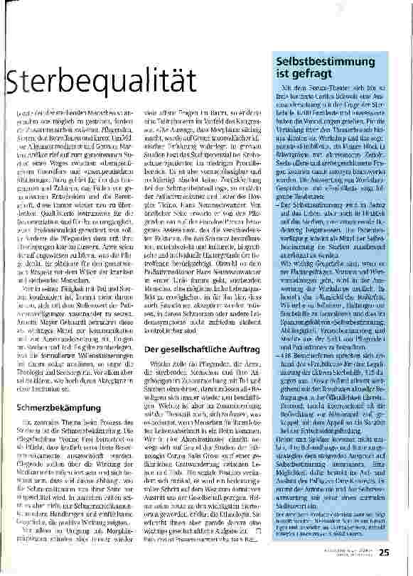 Vorschauseite 2: Lebensqualität ermöglicht Sterbequalität