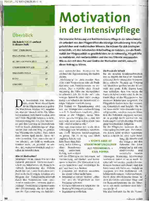 Vorschauseite 1: Motivation in der Intensivpflege